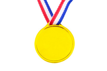 Golden medal isolated on white background