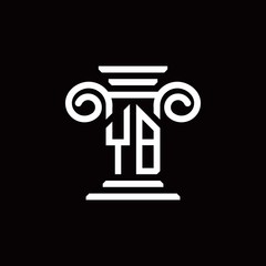 YB monogram logo with pillar style design template