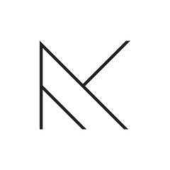 letter mk simple geometric thin line logo vector