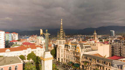 Fototapeta na wymiar Aerial view to Batumi from Europe Square in Georgia