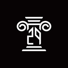 ZP monogram logo with pillar style design template