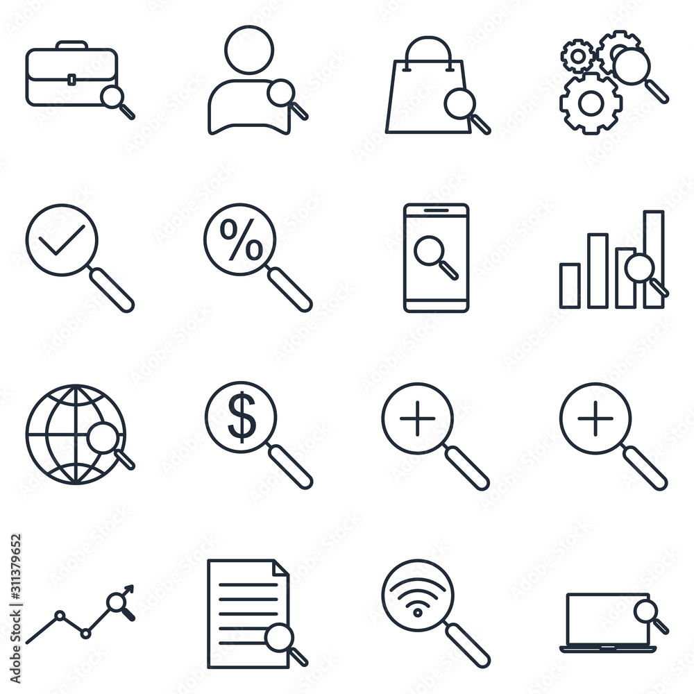 Fototapete searching set icon template color editable. business management pack symbol vector sign isolated on 