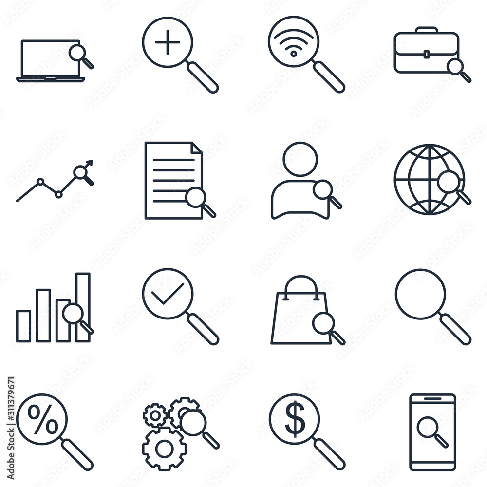 Leinwandbilder searching set icon template color editable. business management pack symbol vector sign isolated on 
