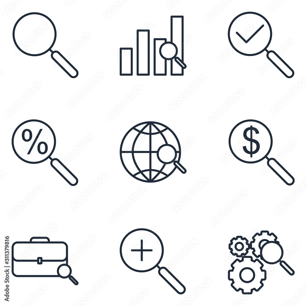 Leinwandbilder Searching Set icon template color editable. Business Management pack symbol vector sign isolated on white background illustration for graphic and web design.