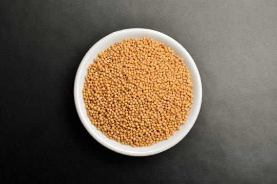 top view of sarso or mustard seeds in bowl