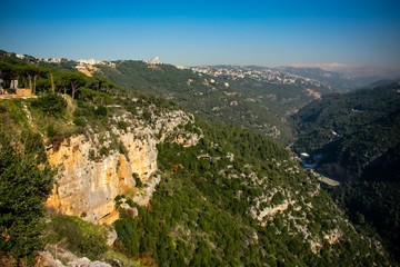 Fototapeta na wymiar Green remote valley in the Lebanon mountains