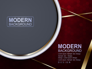 Dark red background with mosaic, gray round frame with a white border and gold stripes