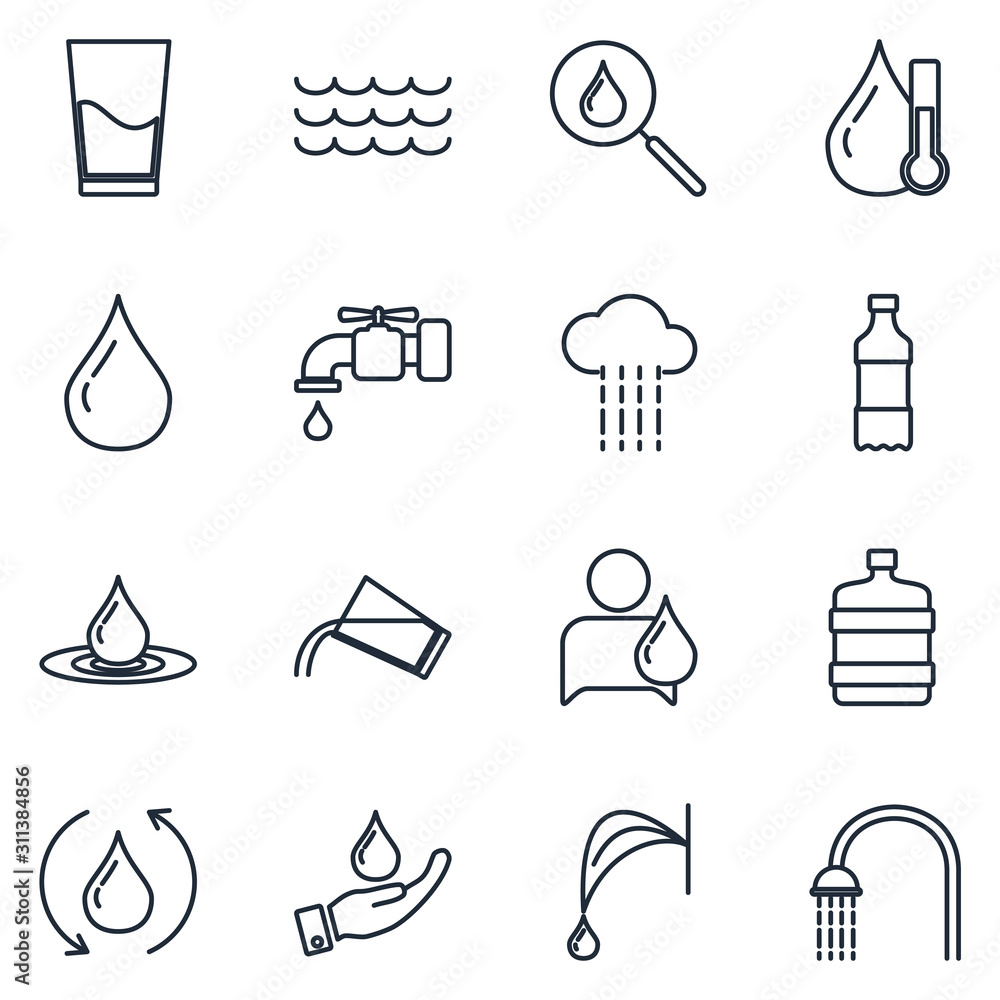Poster water set icon template color editable. water pack symbol vector sign isolated on white background i
