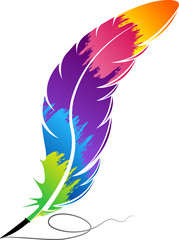 colorful rainbow feather logo