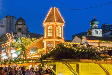 Christmas illumination on christmas market houses
