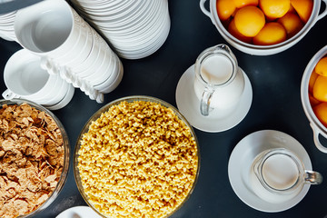 breakfast meal oatmeal milk coffee tea drink