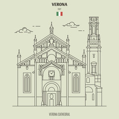 Verona Cathedral, Italy. Landmark icon