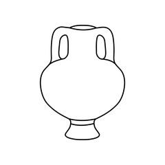 Black icon outline of jug, amphora isolated on a white background in hand drawn style. Vector stock illustration