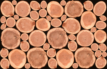 Pile of wooden logs background