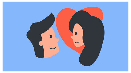 romantic icon of two soul mates. Romantic theme clipart. landing page vector