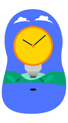 Illustration of light bulb and clock design is a theme of time management concepts. application vector