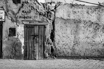 gray wooden door in marrakech