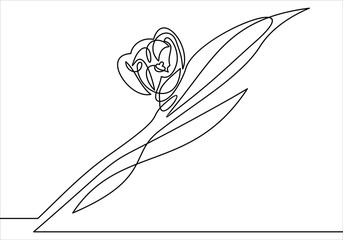 Tulip one line drawing. Continuous line flower. 