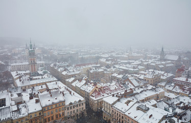 blizzard over the winter city