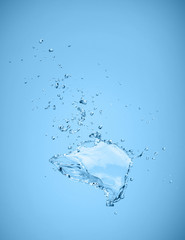 blue color water splash isolated on empty background, studio photo