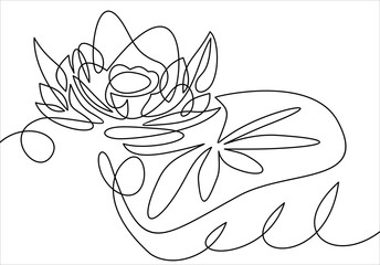 Flower lotus continuous line vector illustration