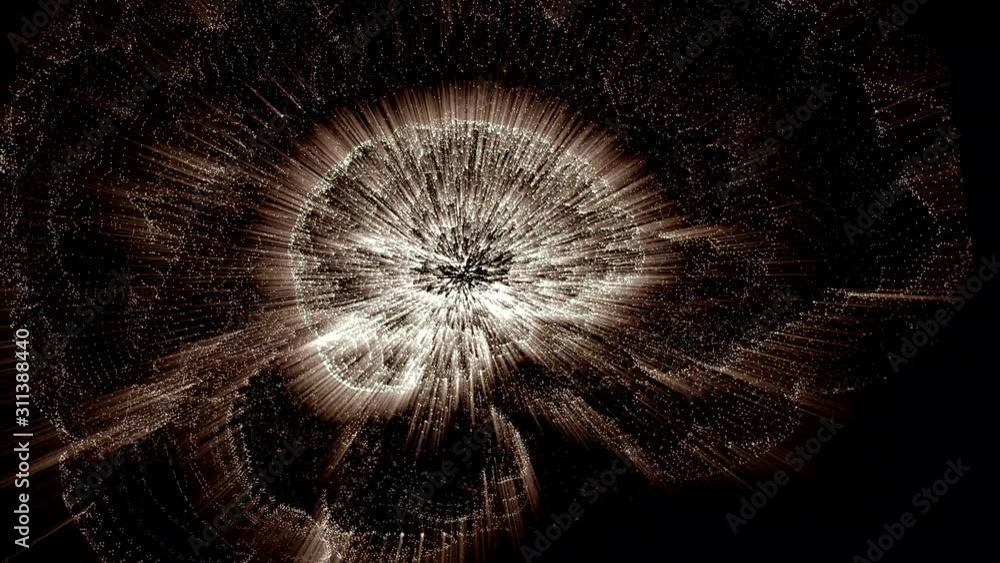 Aufkleber brainstorming concept. abstract illuminated brain turning around on dark background, making waves al