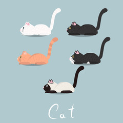 Hand drawn doodle cute lying cats vector illustration.