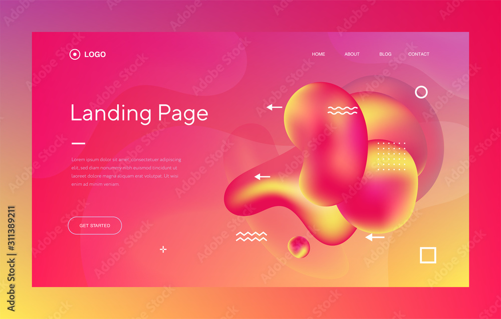 Poster 3d web banner on colorful backdrop. abstract layout template. trendy design template. website landin