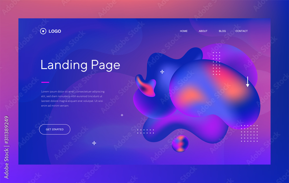 Poster 3d web banner on colorful backdrop. abstract layout template. trendy design template. website landin