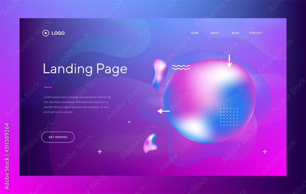 Poster 3d web banner on colorful backdrop. abstract layout template. trendy design template. website landin