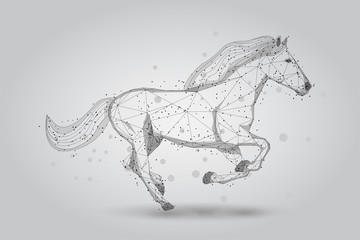 Abstract mash line and point horse run gallop illustration © Brazhyk