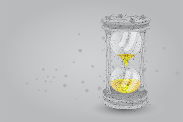 Abstract mash line and point Sandglass. Low poly time, countdown, deadline illustration 