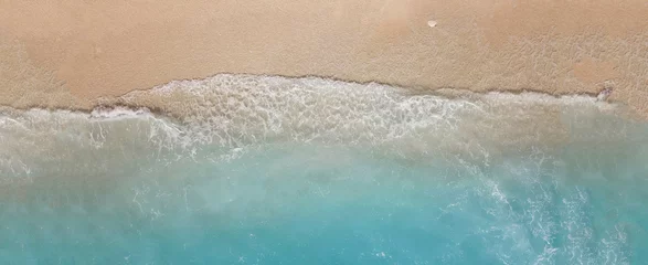 Stoff pro Meter Aerial drone ultra wide panoramic photo of tropical exotic seascape in Indian ocean island with turquoise beautiful sea © aerial-drone