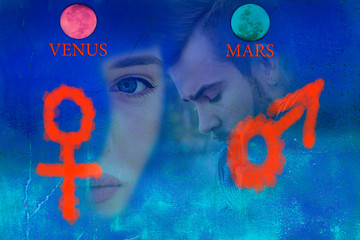 Astrological symbols of the planets Venus and Mars