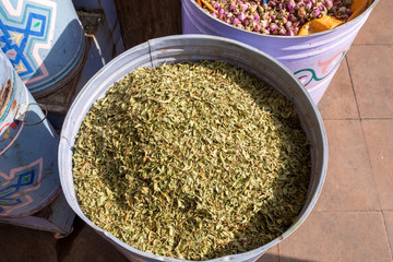 seed baskets in medina market in marrakech
