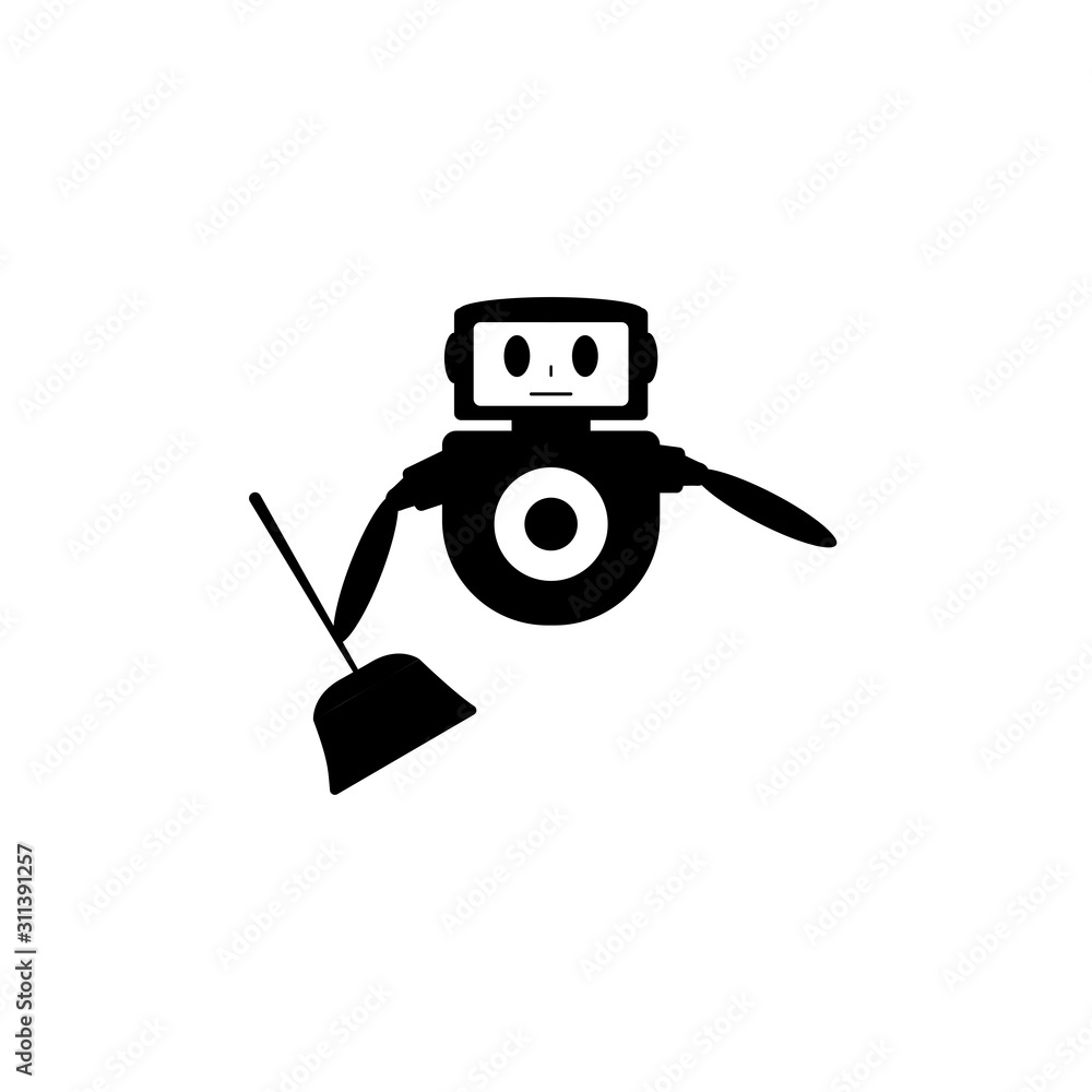 Poster cleaning robot icon. design template vector