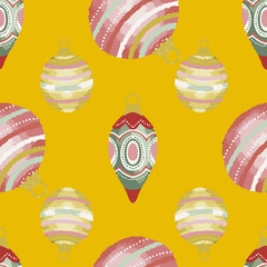 Christmas retro card with baubles