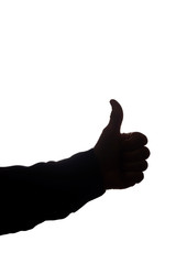 Hand old man with raised finger, like - silhouette concept abstraction