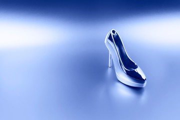 Blue high-heeled shoes