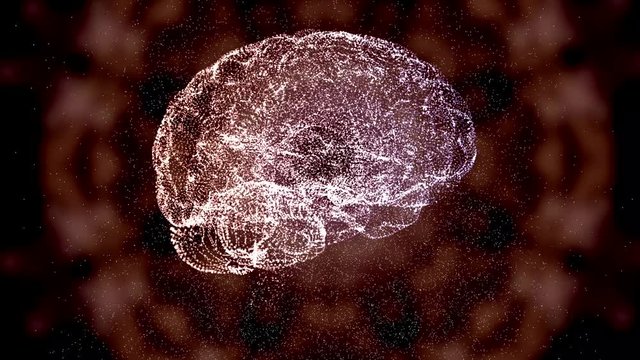 Stressed brain exploding, surrounded with flame in darkness.