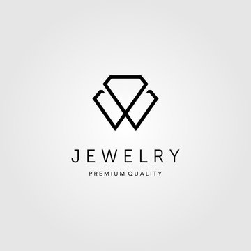 line art diamond jewelry logo vector illustration design