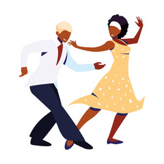 couple of people in pose of dancing on white background