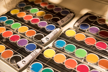 watercolor palette with fine colors 