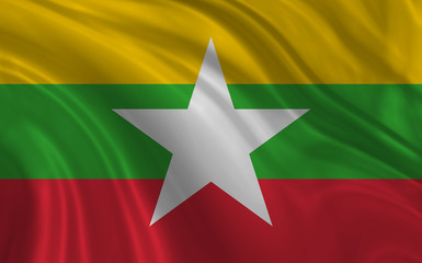 Burma flag with waves