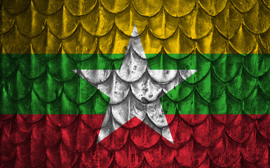 Burma flag on dragon scales