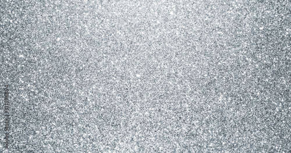Aufkleber silver glitter background with sparkling texture. silver shimmering light, stars sequins sparks and 