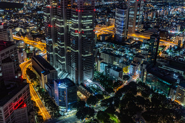 Fototapeta na wymiar Tokyo city night view and highway