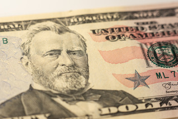 Close up of fifty us dollars