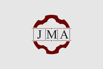 letter J and M and A with gear vector logo template