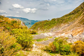 Fototapeta na wymiar Sulfur mine at Mt.Owakudani, Hakone, Japan